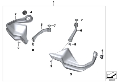 Goto diagram: BMW Classic Motorbike Model S 1000 XR (0D03, 0D13)( ECE ), Category 77.32 Set, hand protection :: Diagram: 77_0756